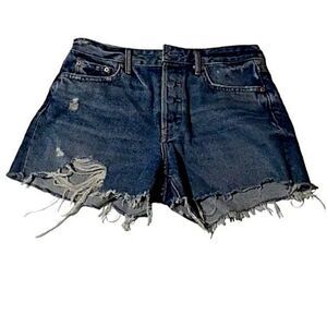 GRLFRND Helena High Rise Cut Off Denim Shorts Button Fly Distress Boho Size 26